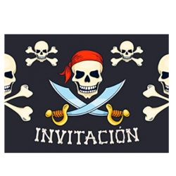 10 tarjetas de cumple Invitaciones en español Piratas con Calaveras para el cumpleaños de niños