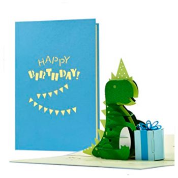 Tarjeta de cumpleaños de niños con dinosaurios de elicitación infantiles Pop Up 3D