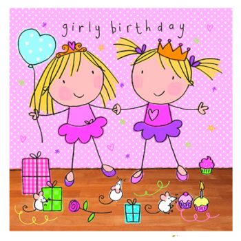 Tarjeta de felicitación de cumpleaños para niña, fiesta de gemelos, regalos, acabado de cristal Swarovski