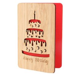 Tarjetas de cumpleaños de madera de bambu para tia, tarjeta hecha a mano feliz cumpleaños